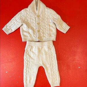 Little Me Cream Cable Knit Kids Matching Set